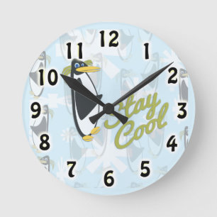 Horloge Ronde Dessin d'oiseau de Penguin Pal Cute Cool