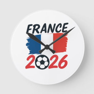 Horloge Ronde Dessin du drapeau France 2026 couleurs pour les fa