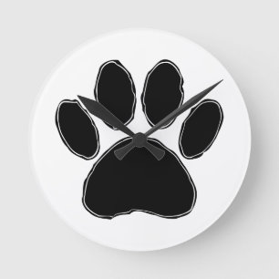Horloge Ronde Dessin Paw Chien En Noir