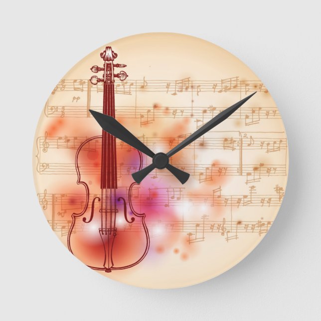 Horloge Ronde Dessin sur aquarelle arrière - plan de violon (Recto)