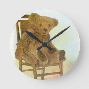 Horloge Ronde Dessin vintage : Le nounours concernent une chaise