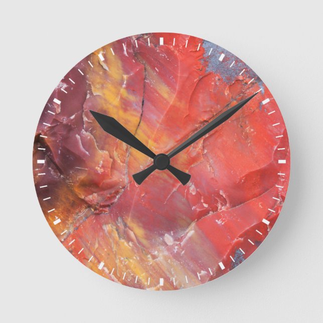 Horloge Ronde Détail de bois Petrifié rouge, Arizona (Recto)