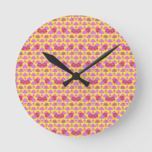 Horloge Ronde Deux Fleurs Roses