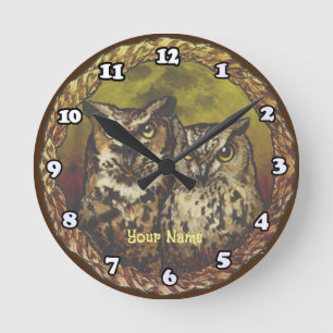 Horloge Ronde Deux hiboux
