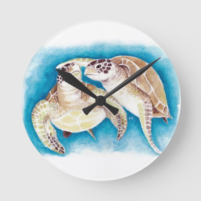 Horloge Ronde Deux tortues de mer (Recto)