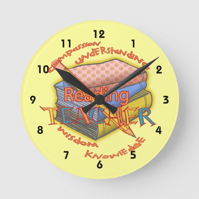 Horloge Ronde Devise de professeur de lecture (Recto)