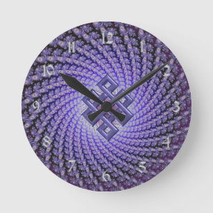 Horloge Ronde Diamant Celtique Fractal Spral Violet