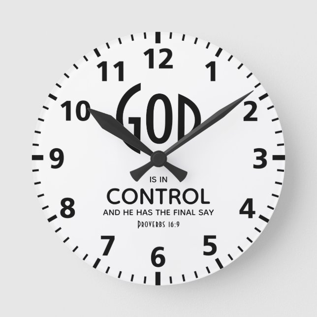 Horloge Ronde DIEU EST AU CONTRÔLE D'Inspiration chrétienne (Recto)