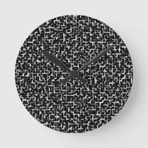 Horloge Ronde Digital Camo Black White Yellow Pattern