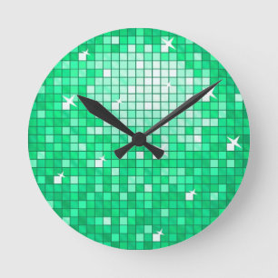 Horloge Ronde Disco Tiles Jade wall clock