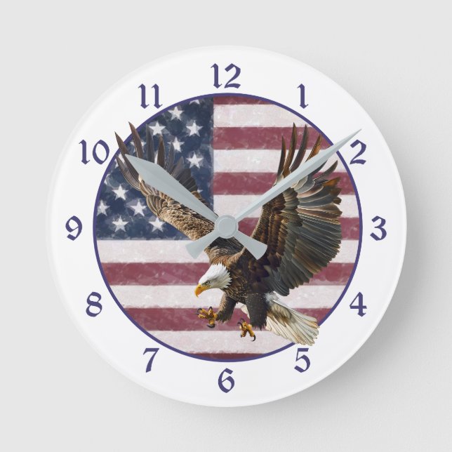 Horloge Ronde Distressed Flag Eagle Landing (Recto)