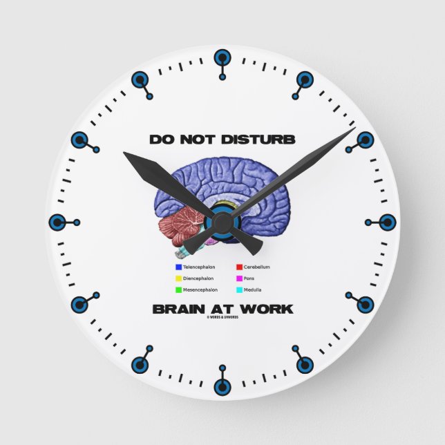 Horloge Ronde Do Not Disturb Brain At Work (Recto)