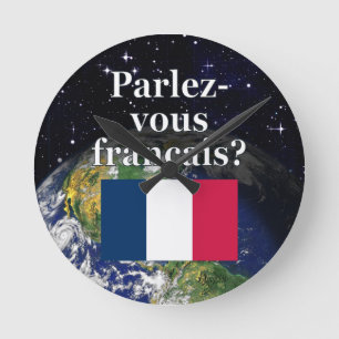 Horloge Ronde Do you speak french ? Flag & Earth