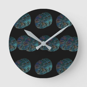 Horloge Ronde Dollar de sable Abstrait Artsy bleu noir cadeau Fa