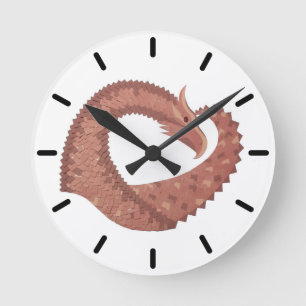 Horloge Ronde Dragon cardiaque Brown en blanc
