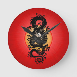 Horloge Ronde Dragon chinois de Red Burst