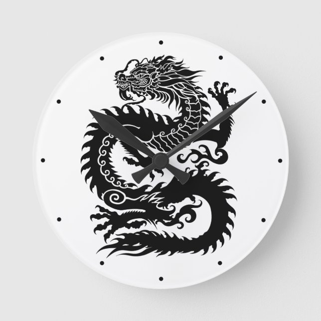 Horloge Ronde Dragon chinois traditionnel (Recto)