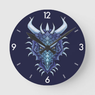 Horloge Ronde Dragon cool Art - Purple Blue Magagone Head