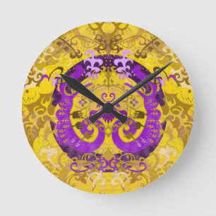 Horloge Ronde Dragon Damask