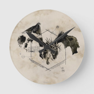 Horloge Ronde Dragon de feu dragon cornu hongrois