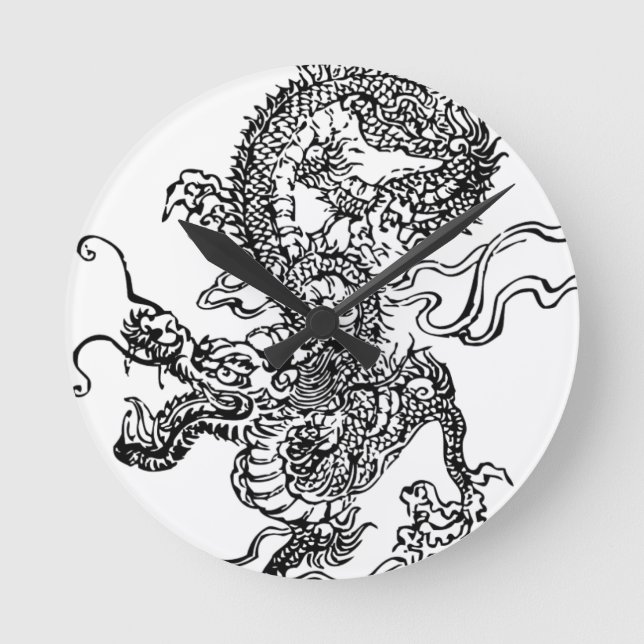 Horloge Ronde Dragon japonais - à la chinoise (Recto)