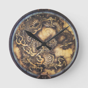 Horloge Ronde Dragon oriental japonais traditionnel - 日本 - 