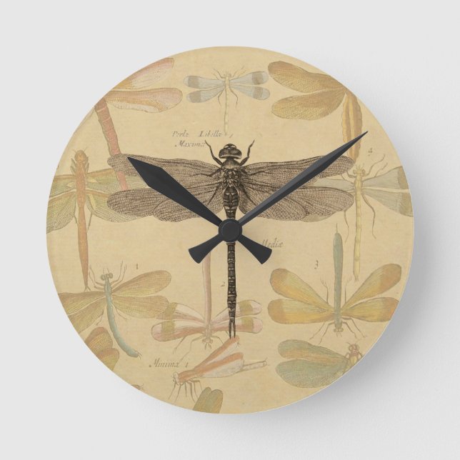 Horloge Ronde Dragonfly Vintage Antique Classic Nature (Recto)