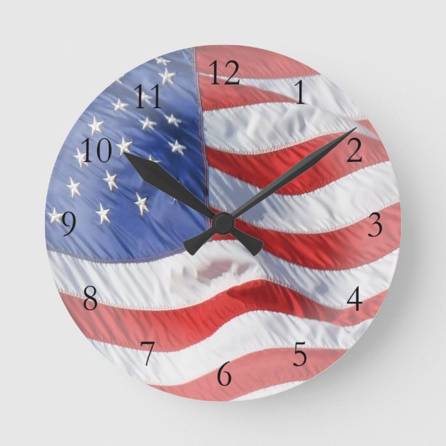 Horloge Ronde Drapeau américain, évent (Recto)
