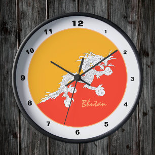 Horloge Ronde Drapeau bhoutanais moderne, Maison du Bhoutan / de
