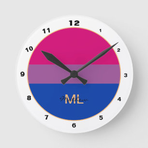 Horloge Ronde Drapeau bisexuel & communauté de fierté / monogram