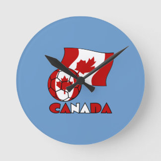 Horloge Ronde Drapeau canadien avec ballon de football