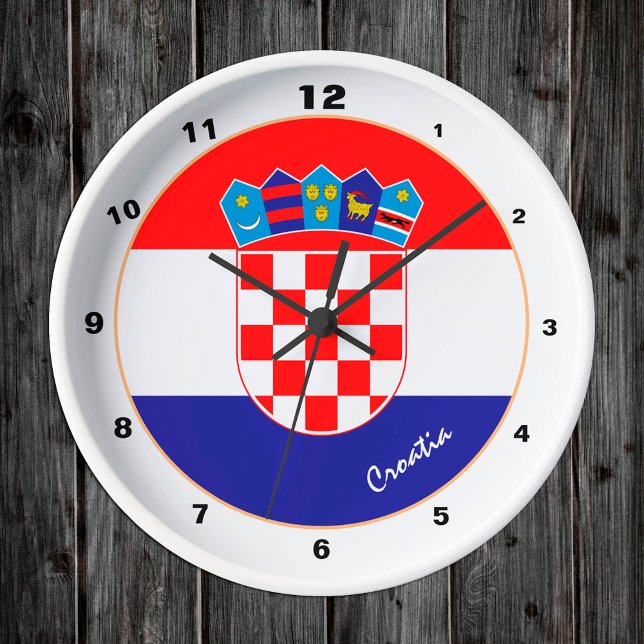 Horloge Ronde Drapeau croate moderne, Croatie tendance Maison /  (Créateur téléchargé)