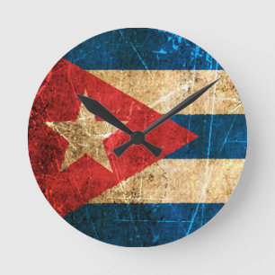Horloge Ronde Drapeau cubain vintage rayé et porté