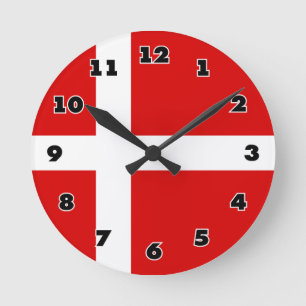 Horloge Ronde Drapeau danois d'horloge murale ronde faite sur
