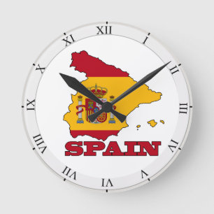 Horloge Ronde Drapeau dans la carte de l'Espagne