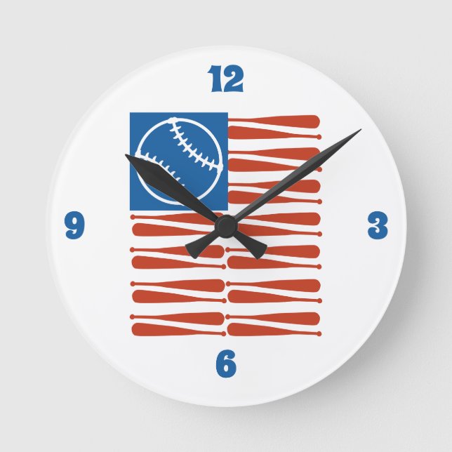 Horloge Ronde Drapeau de baseball (Recto)