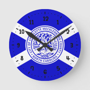 Horloge Ronde Drapeau de Charlotte, Caroline du Nord