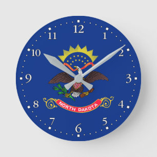 Horloge Ronde Drapeau de l'État du Dakota du Nord