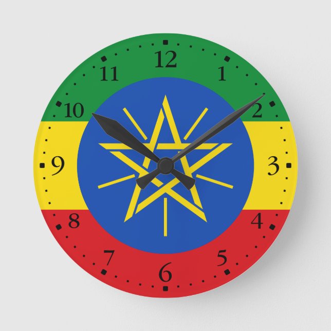 Horloge Ronde Drapeau de l'Éthiopie (Recto)