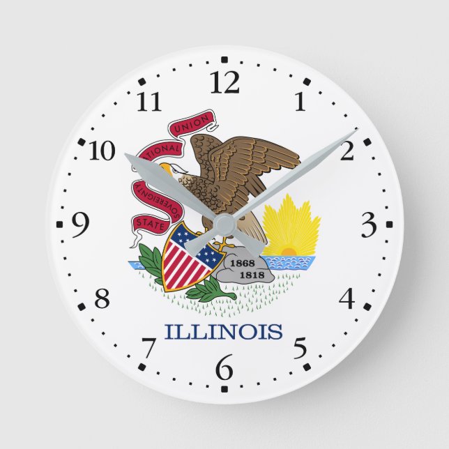 Horloge Ronde Drapeau de l'Illinois (Recto)