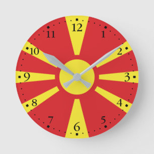 Horloge Ronde Drapeau de Macédoine du Nord