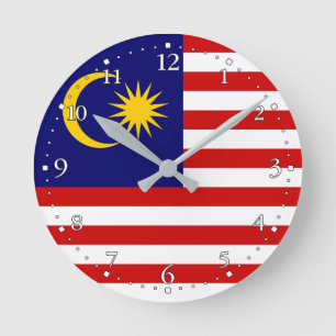 Horloge Ronde Drapeau de Malaisie
