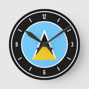 Horloge Ronde Drapeau de Sainte-Lucie élégant