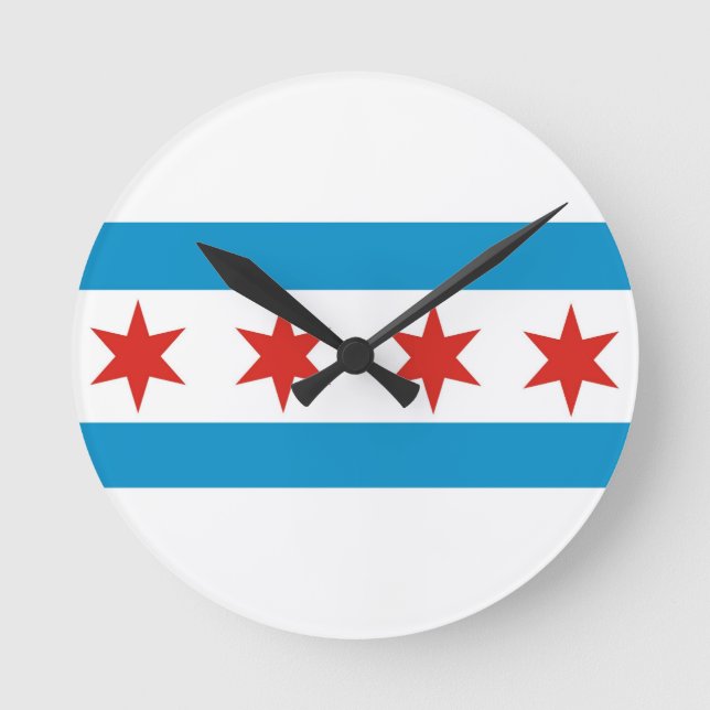 Horloge Ronde Drapeau de ville de Chicago États-Unis Amérique Ét (Recto)