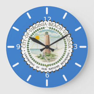 Horloge Ronde Drapeau de Virginia Beach (Virginie) Grande Horlog