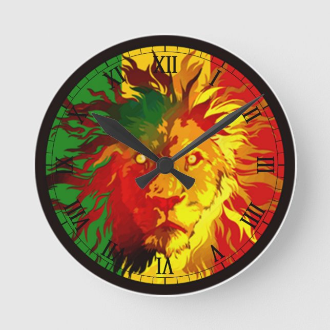 Horloge Ronde drapeau des lions de rasta reggae (Recto)