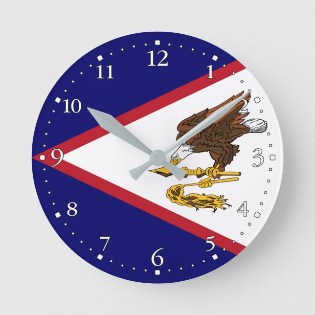 Horloge Ronde Drapeau des Samoa américaines patriotiques (Recto)