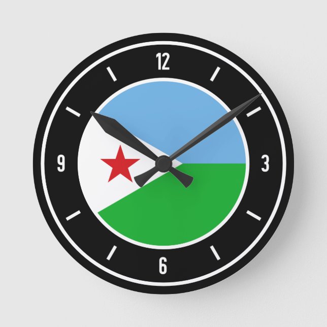 Horloge Ronde Drapeau Djibouti élégant (Recto)