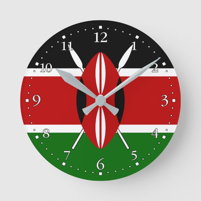 Horloge Ronde Drapeau du Kenya (Recto)