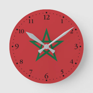 Horloge Ronde Drapeau du Maroc